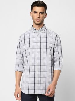 Jack & Jones - Grey Check Print Full Sleeves Shirt