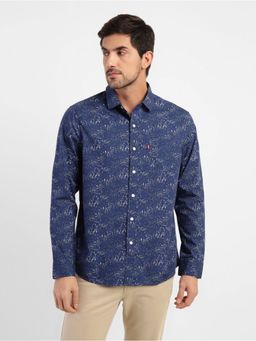 Levi's - Men Printed Navy Blue Slim Shirt