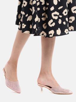 AXIUM - Pink Knitted Heeled Mules