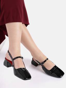 AXIUM - Women's Twiggy Piggies Black Mary Jane Block Heels