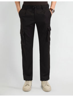 Arrow Newyork - Black Solid/Plain Polyester Cargo Pant