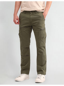 U.S. Polo Assn. Denim Co. - Green Solid/Plain Cotton Cargo Pant