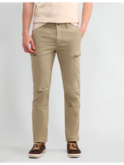 U.S. Polo Assn. Denim Co. - Beige Solid/Plain Cotton Cargo Pant