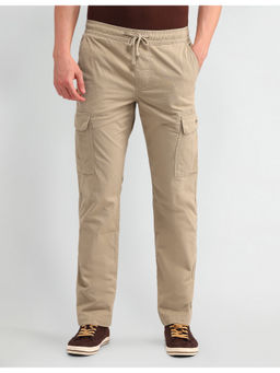 U.S. Polo Assn. Denim Co. - Beige Solid/Plain Cotton Cargo Pant