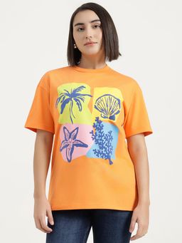 United Colors of Benetton - Orange Round Neck Printed T-Shirt