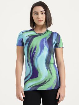 United Colors of Benetton - Multicolor Round Neck Swirl Print T-Shirt