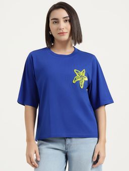 United Colors of Benetton - Blue Round Neck Embroidered T-Shirt