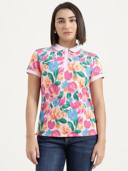 United Colors of Benetton - Multi-Color Floral Printed Polo T-Shirt
