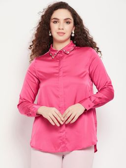CAMLA - Pink Solid Collar Neck Shirt Pink