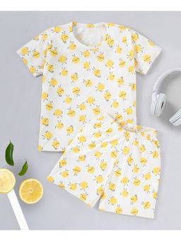 FUNKRAFTS - Kids Cotton Half Sleeves Lemon Print T-Shirt & Shorts (Set of 2)