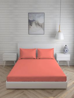 Layers - Be Bold Cotton 144 TC King Sized Double Bedsheet Set (Peach)