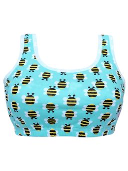 D'chica - Blue Bee Print Athleisure Wear Sports Bra For Teens Blue