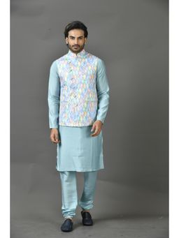 Simaaya - Premium Quality Silk Made Nehru Jackets for Men- Blue