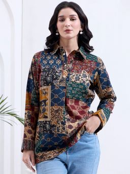 Yufta - Multicolur Cotton Ethnic Motifs Shirt