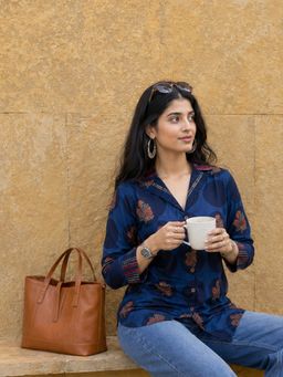 Yufta - Navy Blue Cotton Shirt