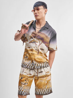 HIGHLANDER - Men Multi- Color Printed Cuban Collar Relaxed Co-Ord Set