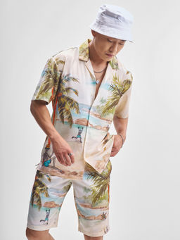 HIGHLANDER - Men Multi- Color Printed Cuban Collar Relaxed Co-Ord Set