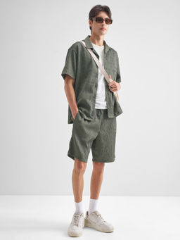 HIGHLANDER - Olive Self Design Co-Ord Set