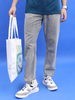 HIGHLANDER - Men Grey Cotton Solid Jeans