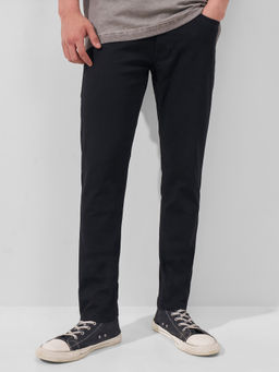 HIGHLANDER - Black Cotton Blend Solid Jeans