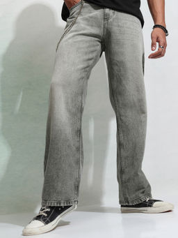 HIGHLANDER - Grey Cotton Solid Jeans