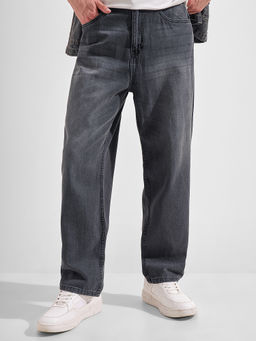 HIGHLANDER - Grey Cotton Solid Regular Length Jeans