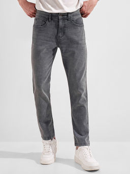 HIGHLANDER - Grey Cotton Blend Solid Jeans