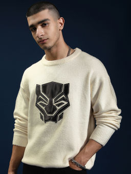 HIGHLANDER - Marvel Black Panther Men Cream Round Neck Sweater
