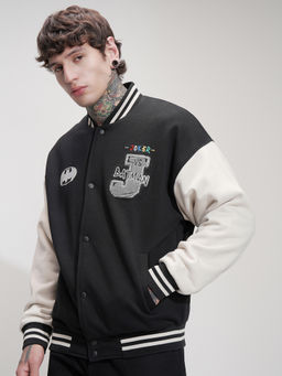HIGHLANDER - Warner Bros Batman Men Black Oversized Varsity Jacket