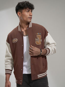 HIGHLANDER - Warner Bros Batman Men Brown Oversized Varsity Jacket