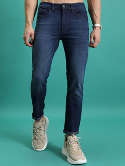 HIGHLANDER - Indigo Cotton Blend Solid Jeans