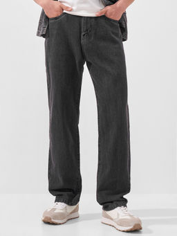 HIGHLANDER - Mens Black Cotton Solid Jeans