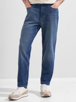 HIGHLANDER - Blue Relaxed Fit Cotton Blend Solid Jeans