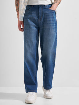 HIGHLANDER - Blue Cotton Blend Solid Jeans