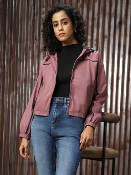 High Star - Pink Women Polyester Solid Full Sleeves Wintercoat