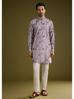 KALKI FASHION - Purple Zipper In Russian Silk with Floral Printed (Set of 2)