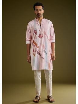 KALKI FASHION - Multicolor Linen with Abstract Print Kurta with Pant (Set of 2)