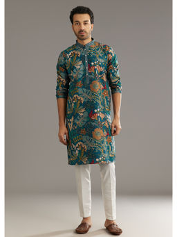 KALKI FASHION - Blue Silk with Stone Embellishment Kurta with Pant (Set of 2)