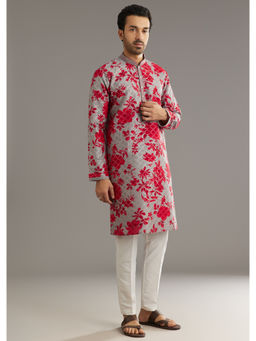 KALKI FASHION - Red Printed In Russian Silk Kurta with Pant (Set of 2)