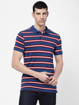 Wrangler - Regular Blue Yarn Dyed Striper Polo T-shirts