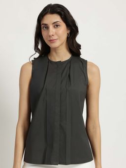 FableStreet - Cotton Crew Neck Top - Grey