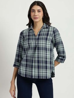 FableStreet - Cotton Checkered Top - Grey And Black