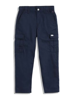 Tommy Hilfiger - Boys Blue Solid Cargos Pant