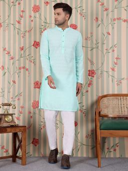 Gahan - Ethnic Motifs Embroidered Straight Fit Pastel Kurta - Green