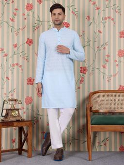 Gahan - Ethnic Motifs Embroidered Straight Kurta - Blue
