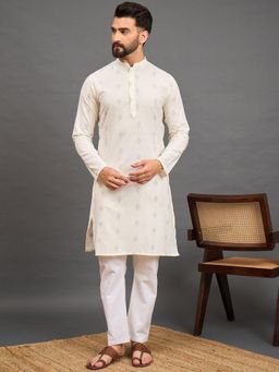Gahan - Printed Cotton Straight Kurta - Off White