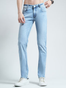 Monte Carlo - Men Solid Regular Fit Blue Jeans