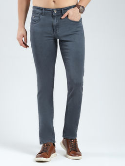 Monte Carlo - Men Solid Regular Fit Grey Jeans
