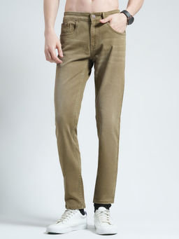 Monte Carlo - Men Solid Regular Fit Khaki Jeans