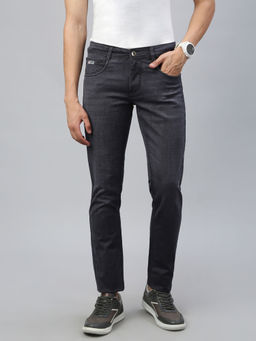 Classic Polo - Men Dark Grey Slim Fit Solid Denim Jeans